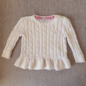 Ralph Lauren Cable-Knit Peplum Sweater Size 12 Months Baby Girl